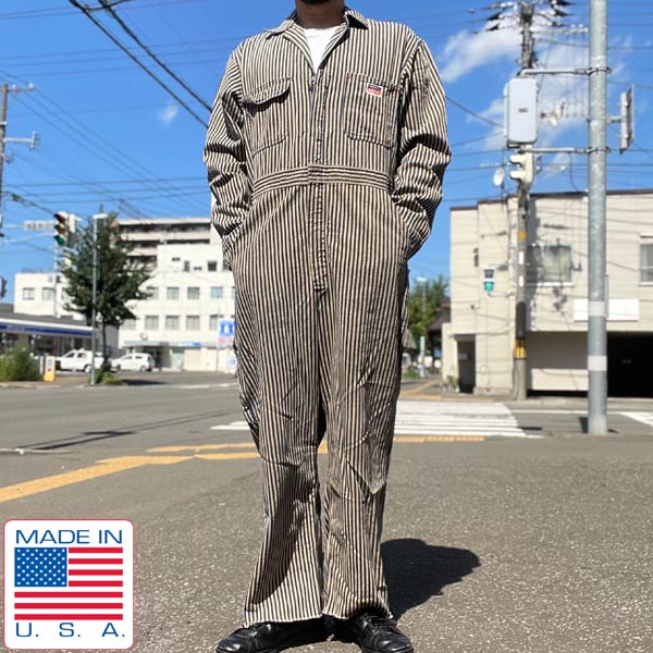 50s USA製 BIG MAC ブラウン ヒッコリー ストライプ つなぎ 40R