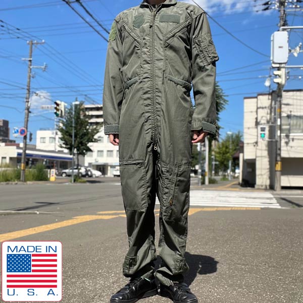USA製 米軍 CWU27/P フライヤーズ カバーオールズ つなぎ 44R程度 緑系