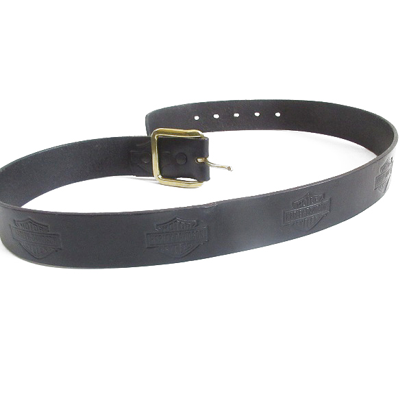 USA製 ハーレーダビッドソン エンボス レザーベルト 黒 表記34インチ