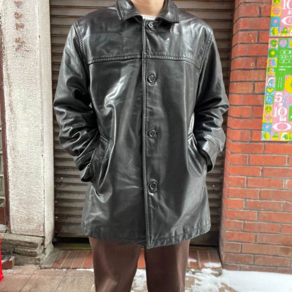 OLD GAP | Tバック 肉厚 レザー カーコート 黒 L - 札幌 ビンテージ