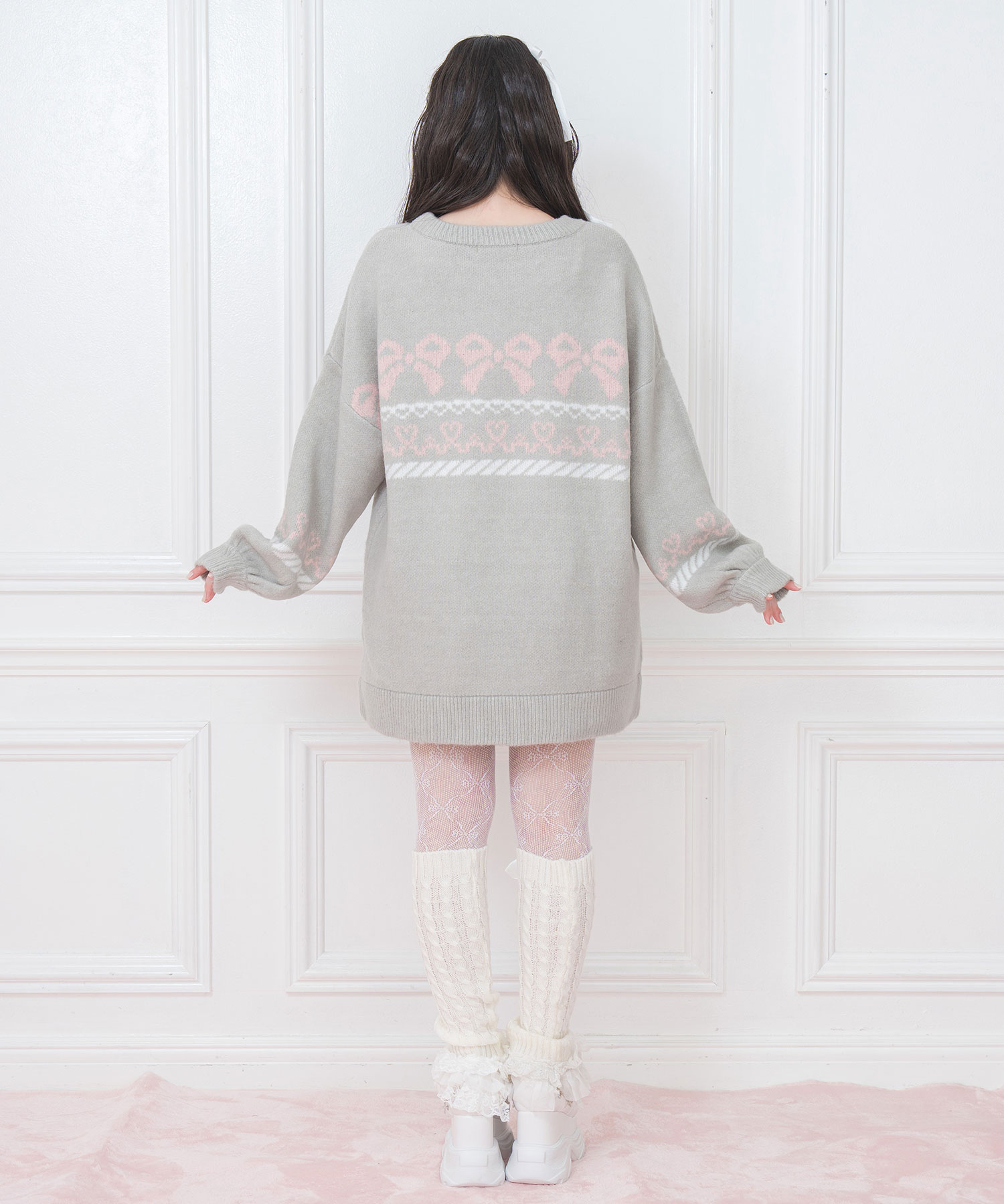 リボン柄ジャガードニットワンピース – BUNNY APARTMENT