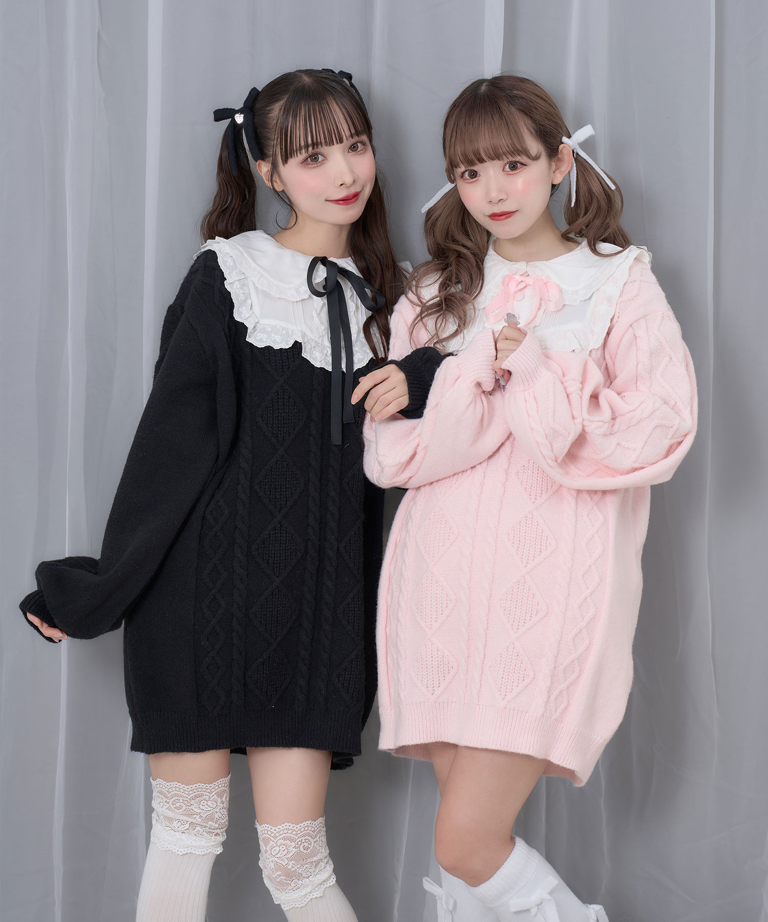 配色ヨークコットンレースニットワンピース – BUNNY APARTMENT