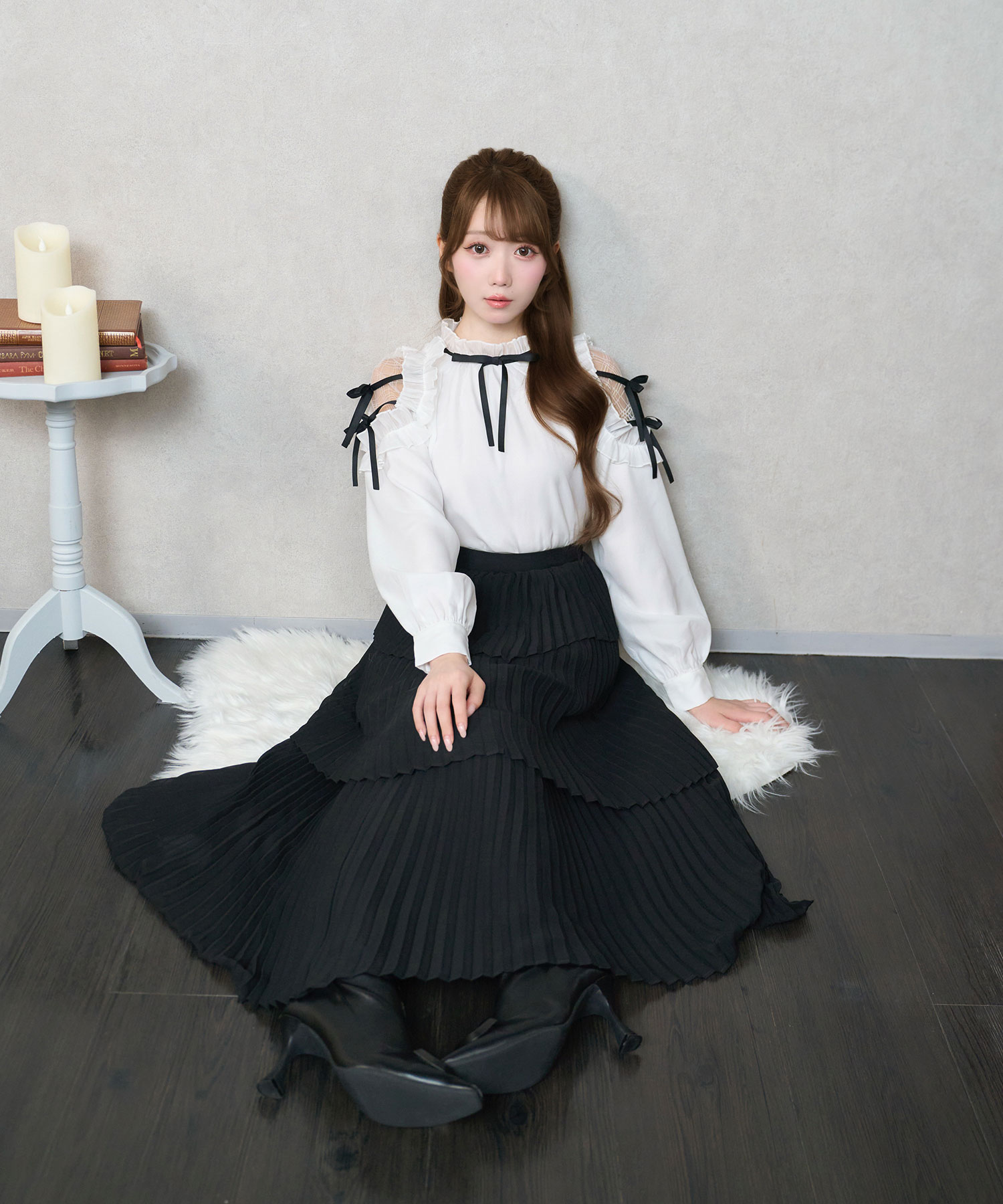 Shoulder frills Ribbon blouse – BUNNY APARTMENT