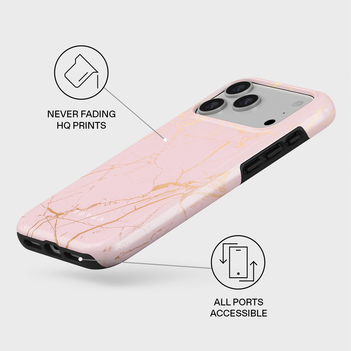 Peachy Gold - Pink Marble iPhone 17 Pro Max Case | BURGA