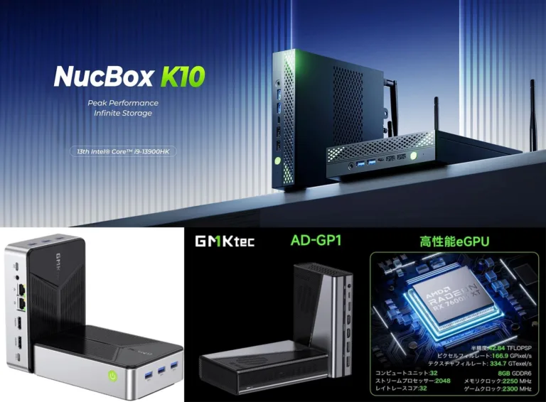 GMKtecミニPC2製品とOCulink接続eGPUが期間限定特別クーポンでお買い得