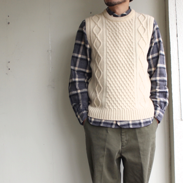 Orgueil ケーブルニットベスト Cable Knit Vest OR-4122 2カラー - C