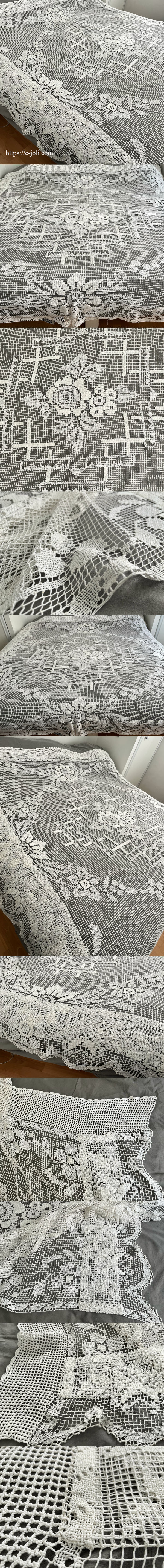 パリ発送】B1660 フランスアンティークレースプレード/ベッドカバー