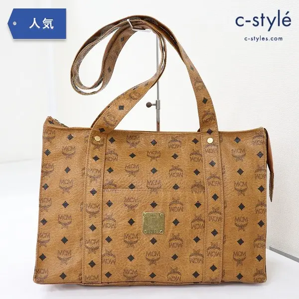 MCM エムシーエム トートバッグ キャメル 総柄 ロゴ ヴィセトス柄