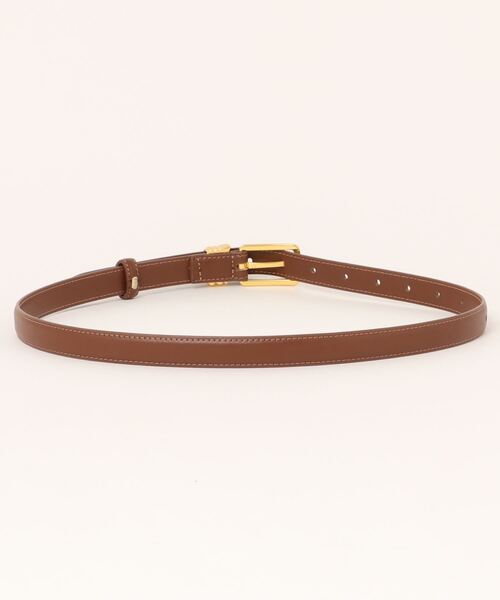 セール】【牛革】【高見え】ゴールドバックル×ステッチレザー細ベルト