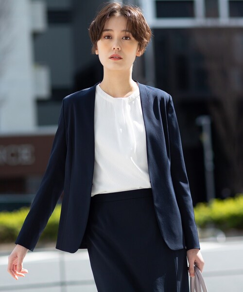 INDIVI（インディヴィ）の「◇【洗える】ナチュラル ノーカラー