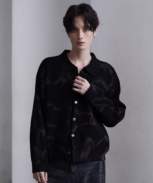 CLEL】Basic/Spray Rib Knit Shirt Cardigan / ベーシック/スプレー畦