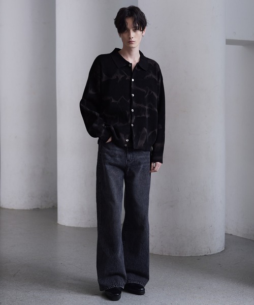 CLEL】Basic/Spray Rib Knit Shirt Cardigan / ベーシック/スプレー畦