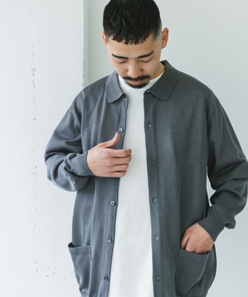 セール】リネンライク ロングスリーブシャツカーディガン