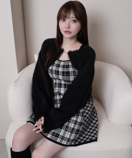 セール】フェザーチェックアンサンブルワンピース（ワンピース