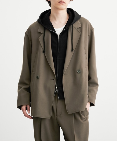 セットアップ対応〉AQUA WOOLカルゼダブルジャケット（セットアップ