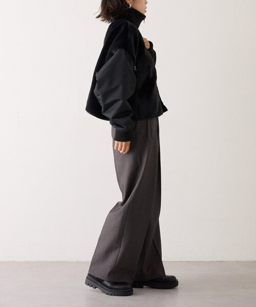 セール】【etsinta】ファー切替ショートスタンドジャケット/WEB限定