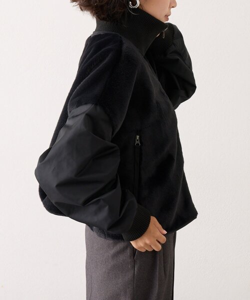 セール】【etsinta】ファー切替ショートスタンドジャケット/WEB限定