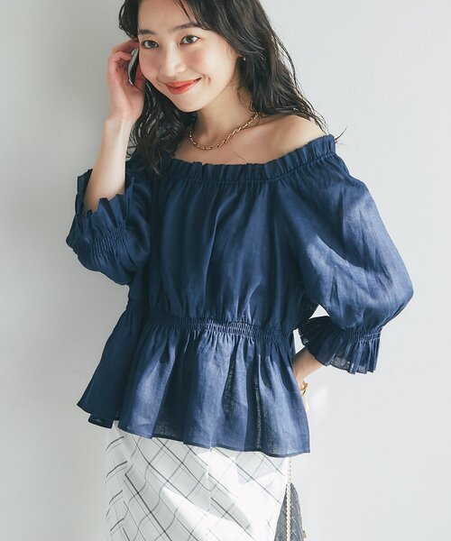 セール】シャーリングギャザーブラウス（シャツ/ブラウス）｜La