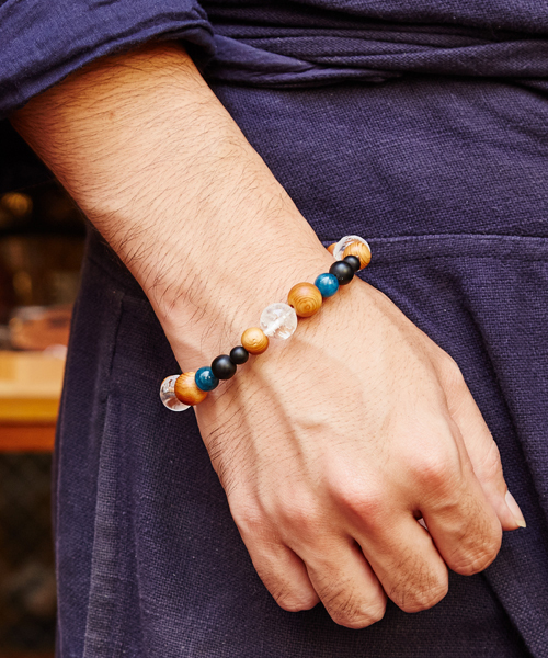 岩座】屋久杉 四神腕輪数珠 / アパタイトブレスレット（ブレスレット