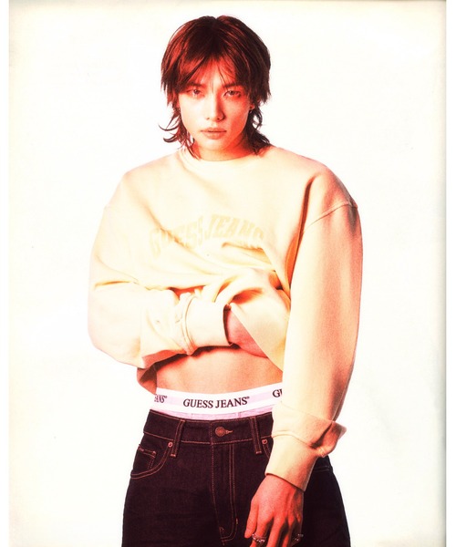 GUESS JEANS Long Sleeves Crew Neck Regular Sweat スウェット