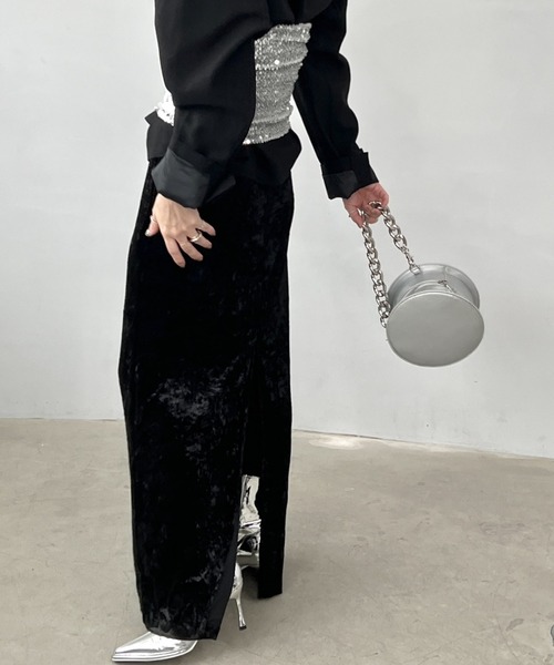 chuclla（チュクラ）の「ベロア スリットタイトスカート chw23a057