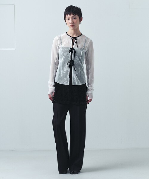 CODE A（コードエー）の「◇CODE A｜tulle lace ribbon blouse（シャツ
