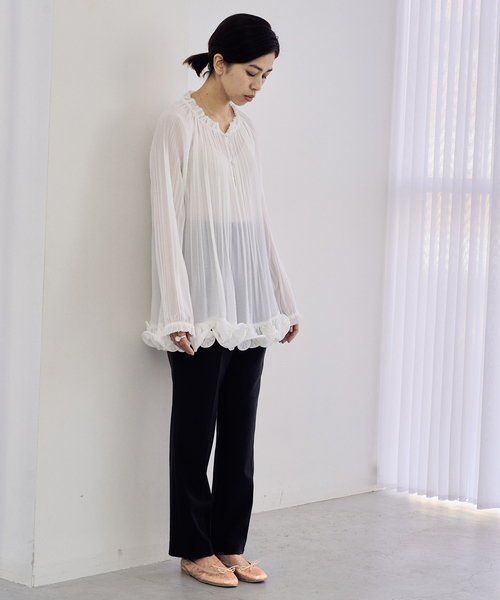 IENA（イエナ）の「＆NAVY プリーツフリルブラウス（シャツ/ブラウス