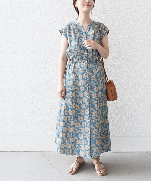 WEB限定】〈洗濯機可能〉ドット 花柄 サイド プリーツ フレンチ