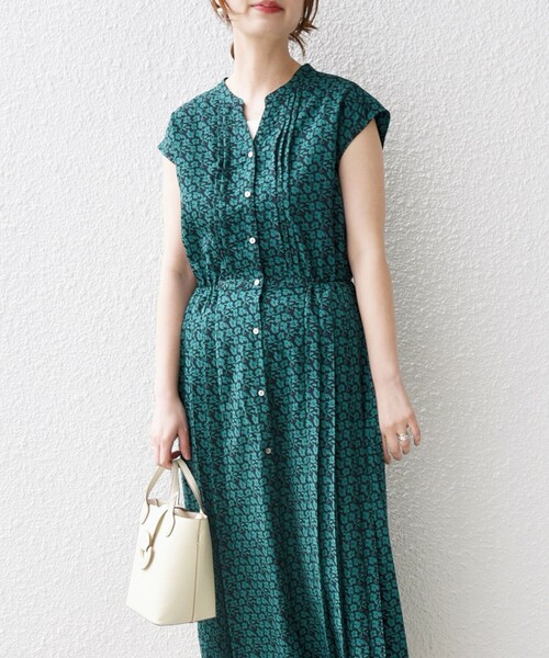 WEB限定】〈洗濯機可能〉ドット 花柄 サイド プリーツ フレンチ