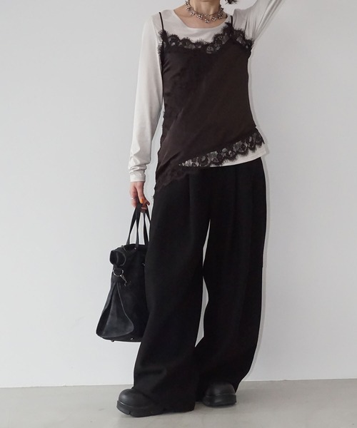 レーストリムサテンキャミソール chw26s006-ファッション通販サイト