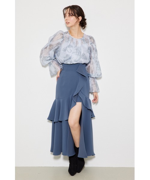 rienda（リエンダ）の「フリルスリットハイウエストスコートショート