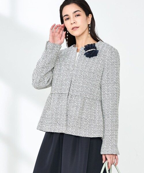 NOLLEY'S（ノーリーズ）の「ツイードノーカラージャケット（ノーカラー