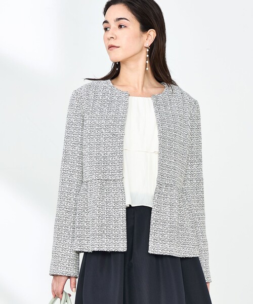 NOLLEY'S（ノーリーズ）の「ツイードノーカラージャケット（ノーカラー