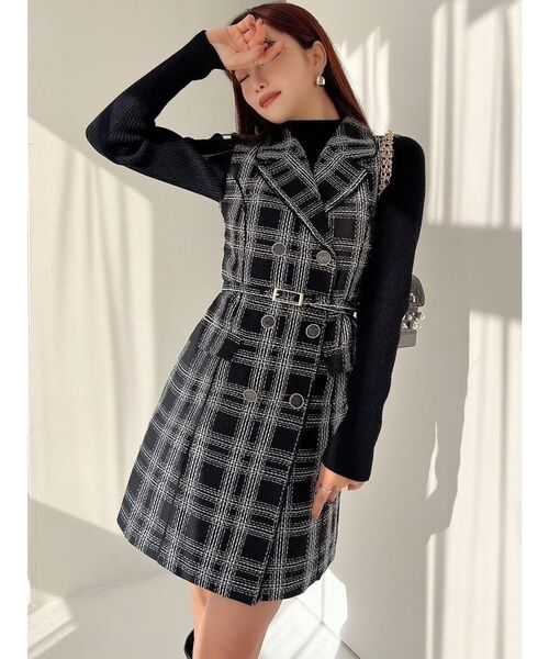 専用ノースリーブリボン付きツイードミニワンピース♡シャネルお好きな