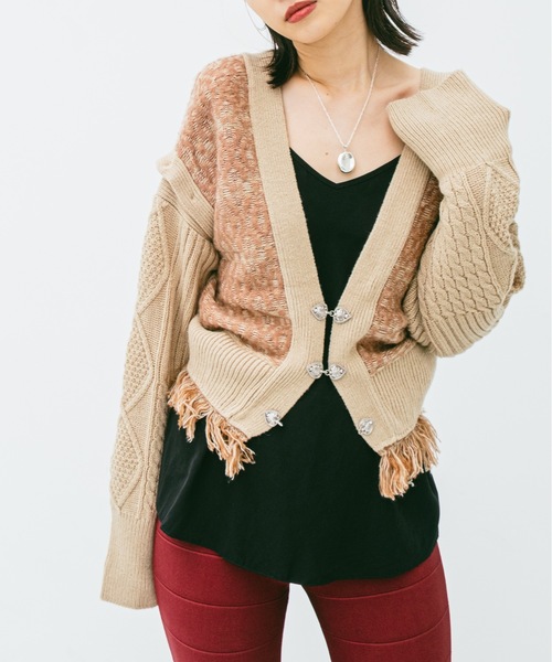 sahara（サハラ）の「2wayバイカラーニットカーディガン/ベスト/2way
