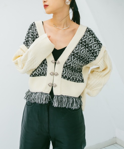 sahara（サハラ）の「2wayバイカラーニットカーディガン/ベスト/2way
