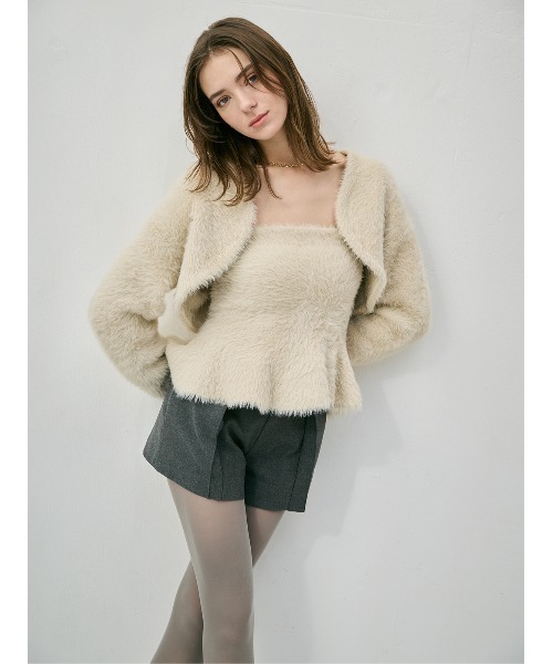 フェザーペプラムニットカーディガンセット（ニット/セーター）｜EIMY