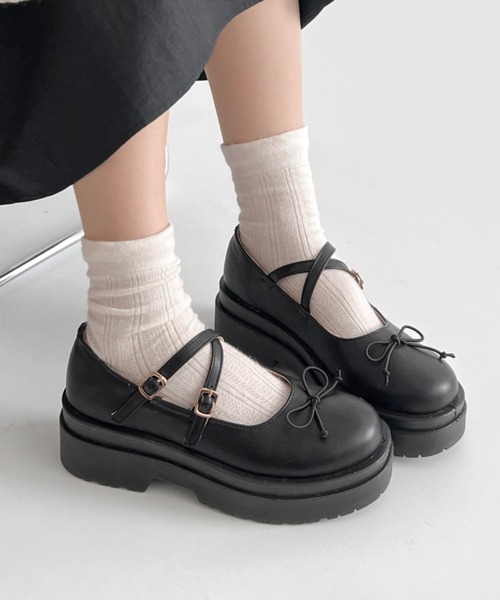 セール】軽量厚底 ダブルソール 2WAY ストラップ リボン メリー