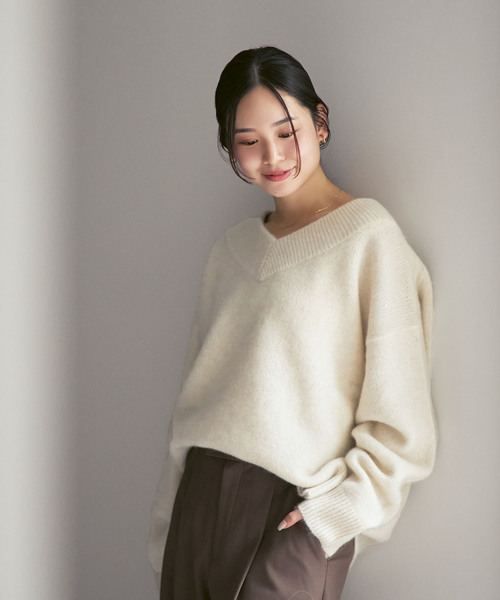 セール】《追加》YAKワイドVネックニット（ニット/セーター）｜NOBLE