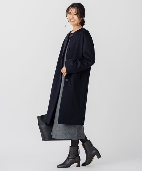 セール】ウールカシミヤビーバー ノーカラー コート（ノーカラーコート