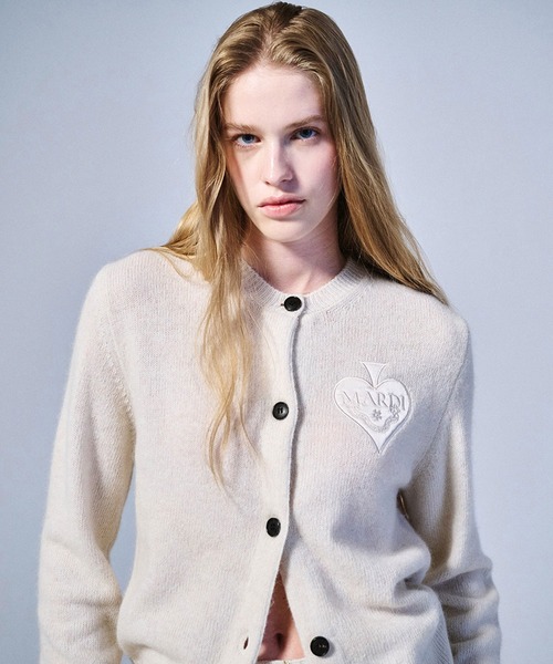 RACCOON BLENDED CARDIGAN ROUND NECK SPADE（カーディガン/ボレロ