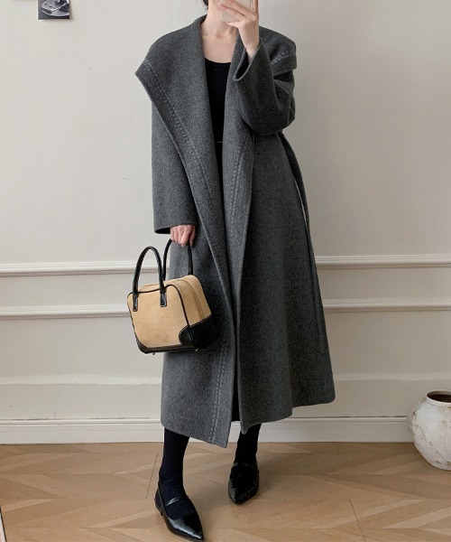 セール】ウールベルト付きロングコート（チェスターコート）｜ONEP