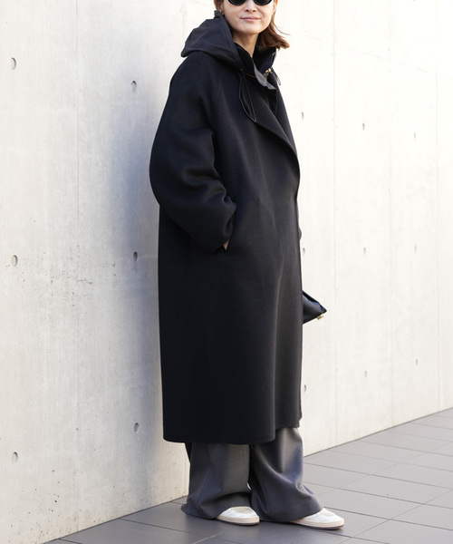 ウールアンゴラ ノーカラーコート（ノーカラーコート）｜Deuxieme