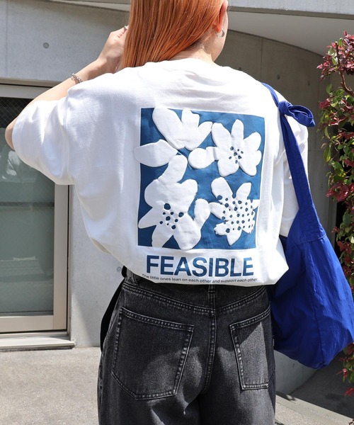 前後ロゴ入りフラワープリント半袖Tシャツ（Tシャツ/カットソー