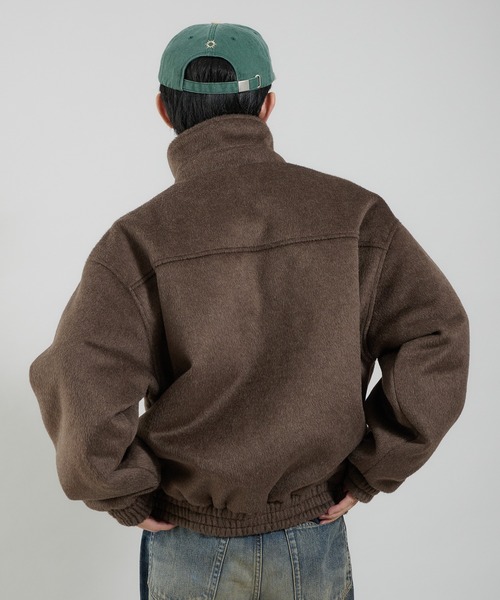 セール】ウール混シャギースタンドネックフライトジャケット（ブルゾン