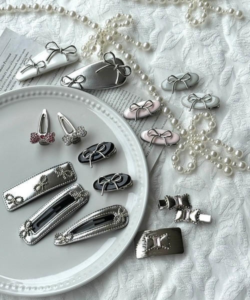 セール】【2個セット】シルバーリボンミニヘアピン（ヘアピン