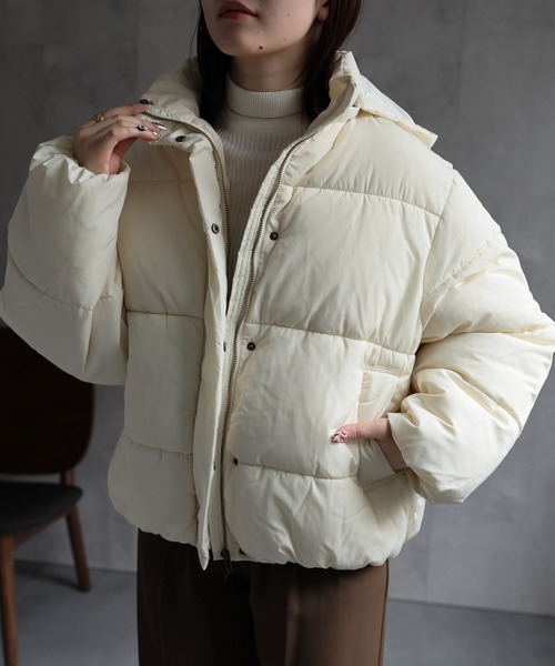 セール】【選べる2素材】中綿フードブルゾン / スタンドブルゾン