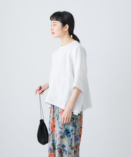 かぐれ（カグレ）の「リネンクルーネックハーフスリーブ（シャツ