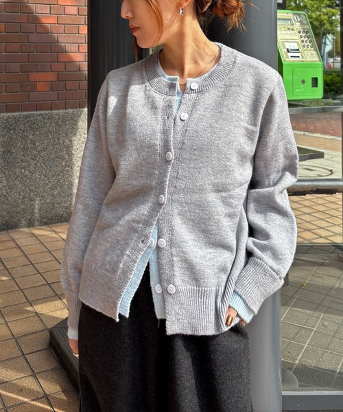 ISOOK / アイスー】配色レイヤードカーディガン / ニット カーディガン