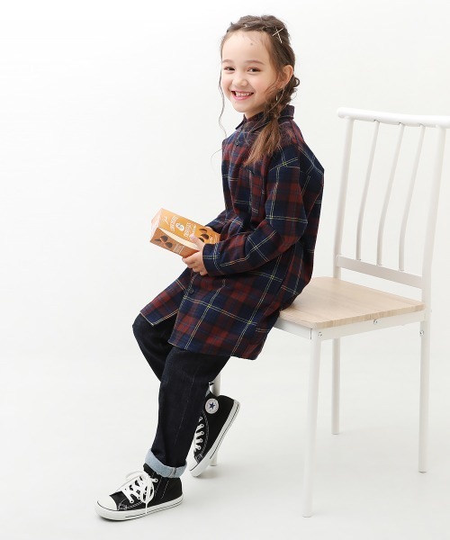 セール】綿100% チェック柄 ネルシャツ ワンピース（ワンピース